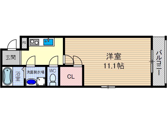 フジパレス摂津正雀ノース(1K/2階)の間取り写真