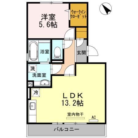 シェリエ立岩 B棟(1LDK/3階)の間取り写真