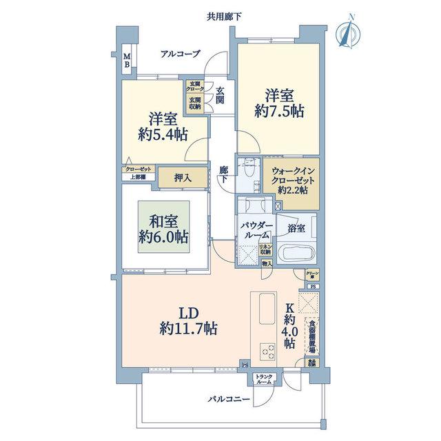 サンアリーナ溝の口(3LDK/5階)の間取り写真