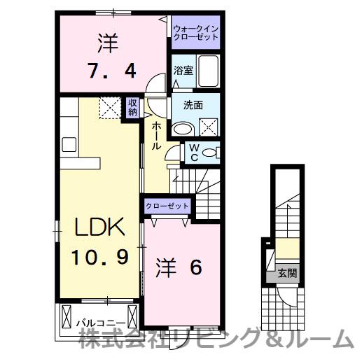 シェルト ストーリアI(2LDK/2階)の間取り写真
