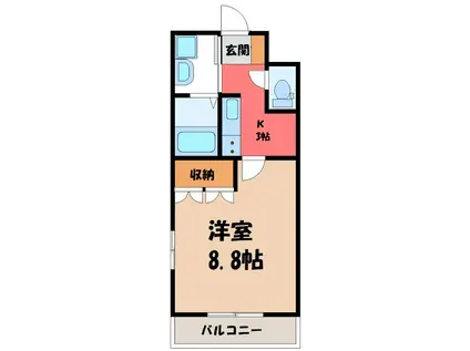 ロコタウン(1K/1階)の間取り写真