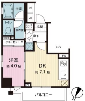 ダイナシティ神保町(1DK/9階)の間取り写真