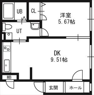 PRESENCE発寒南2(1LDK/2階)の間取り写真