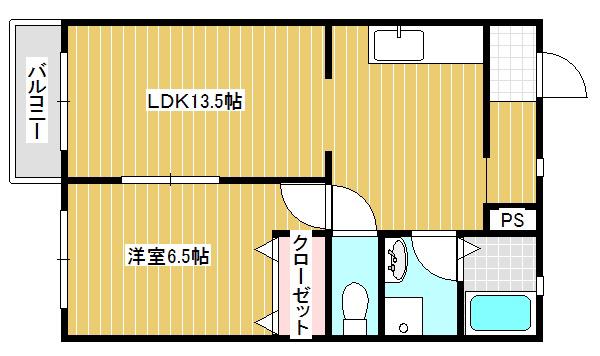 スプリングタイムC(1LDK/1階)の間取り写真