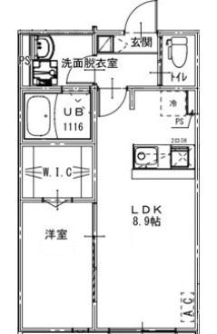 リスグラシュー(1LDK/3階)の間取り写真