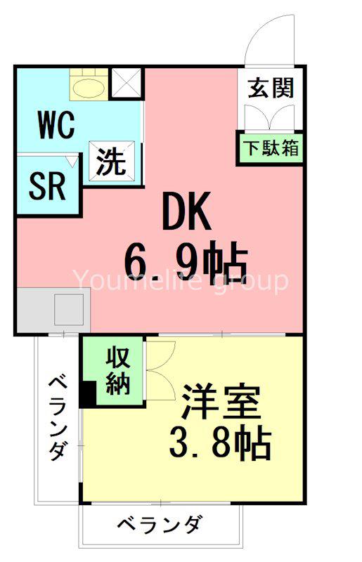 ヴィラオペラ(1DK/2階)の間取り写真