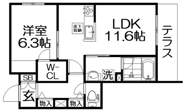 シャーメゾン クレスティーク(1LDK/1階)の間取り写真