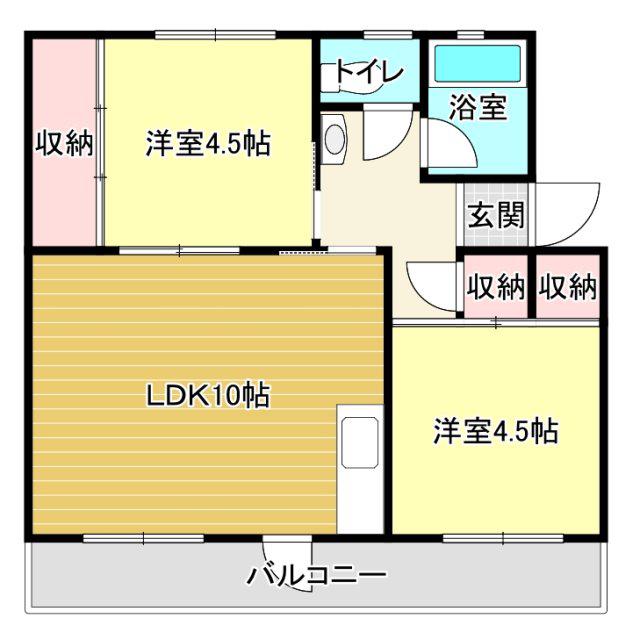 マンション安松(2LDK/3階)の間取り写真