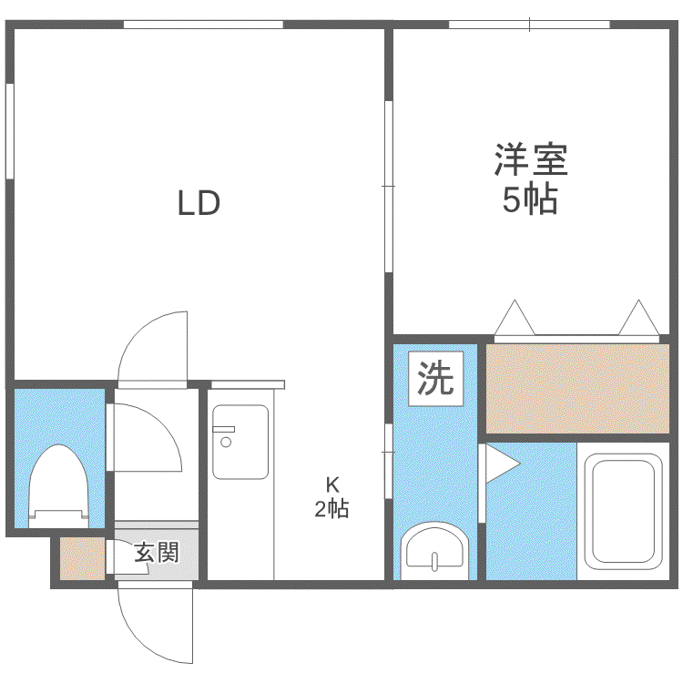 クラリス二十四軒(1LDK/2階)の間取り写真