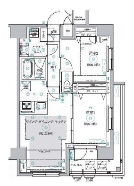 REALIZE千住大橋(2LDK/11階)の間取り写真