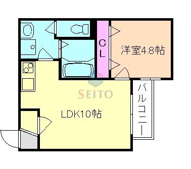 ランコントル江坂(1LDK/1階)の間取り写真