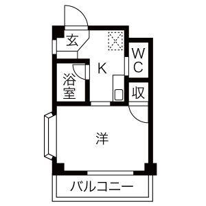 フォンテーヌイン天白(1K/2階)の間取り写真