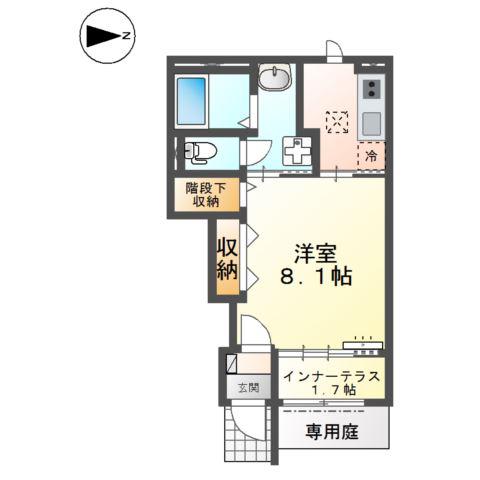 みよし市打越町北屋敷アパート(1K/1階)の間取り写真