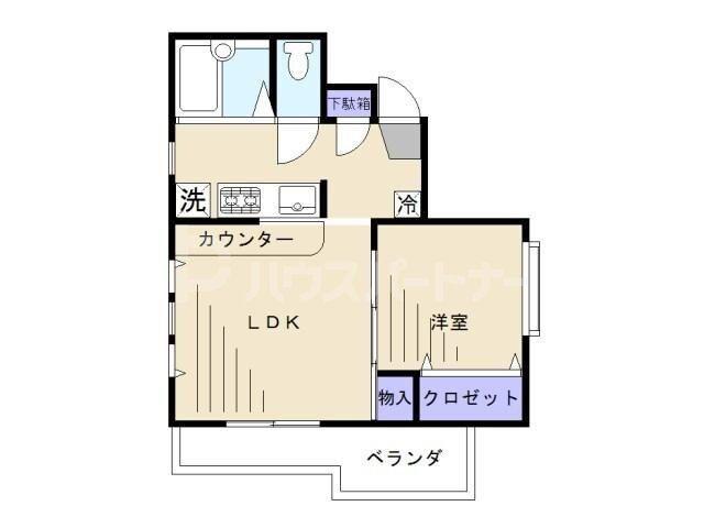 ラフィネ東野(1DK/1階)の間取り写真