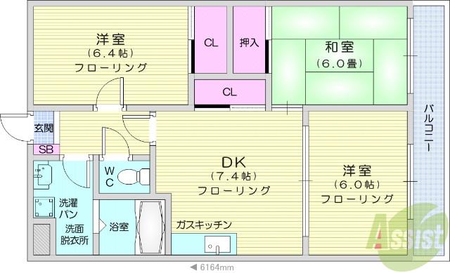 プレジデント岩沼弐番館(3DK/2階)の間取り写真