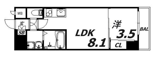 LIVIAZ KOBE LAMER(1LDK/1階)の間取り写真