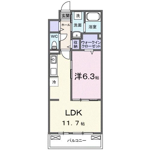 ブライトリーフ(1LDK/2階)の間取り写真