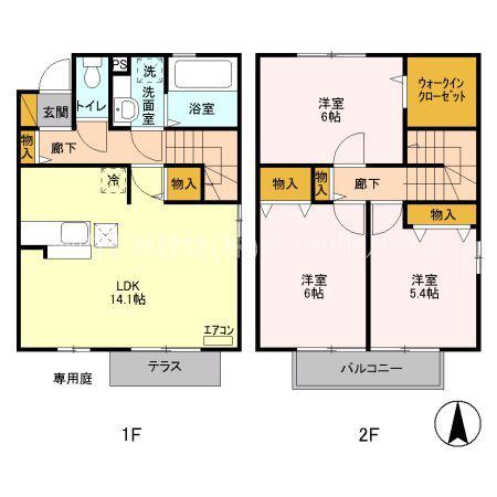 フランシール B(3LDK/1階)の間取り写真