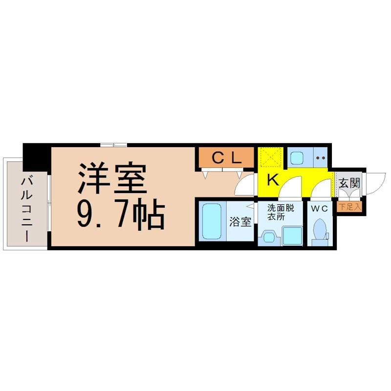 LA DOUCEUR志賀本通II(1K/12階)の間取り写真