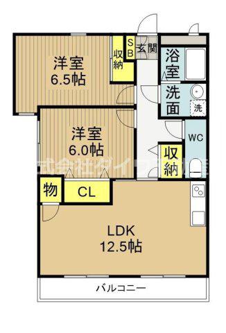 マンションヒルトップ(2LDK/2階)の間取り写真