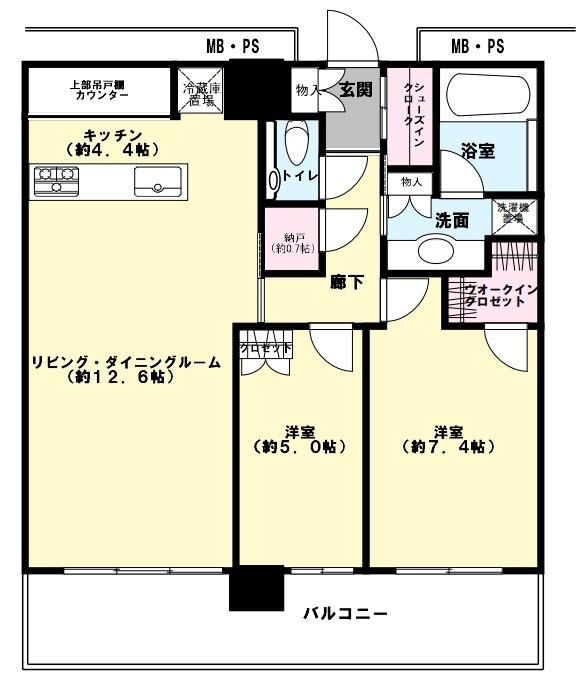 グランドメゾン白金の杜ザ・タワー(2LDK/22階)の間取り写真