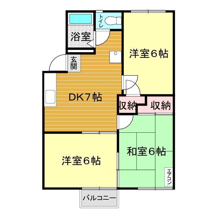ツインピークス王司(3DK/2階)の間取り写真