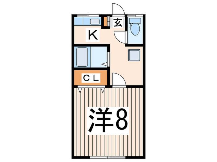 ニューハイツ仲石(1K/2階)の間取り写真
