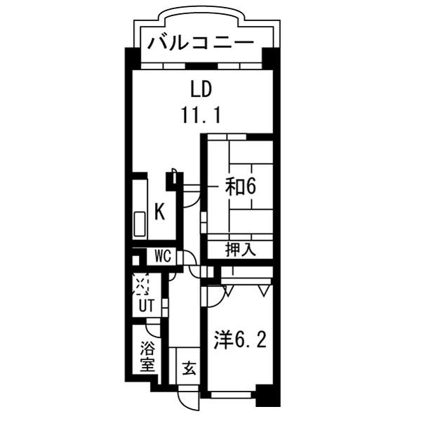 ザ・ミレニアムレジデンス(2LDK/1階)の間取り写真