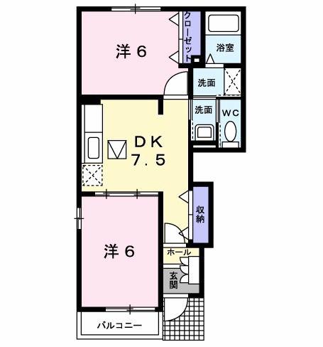 A&KI(2DK/1階)の間取り写真