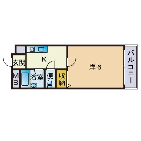 ラフィーネ平尾(1K/1階)の間取り写真