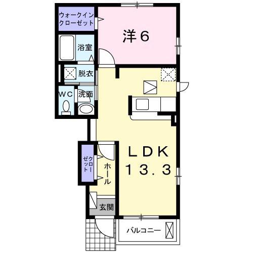 ルミナスガーデンB(1LDK/1階)の間取り写真