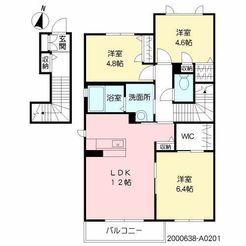 タウンハウス パルムコート  A棟(3LDK/2階)の間取り写真