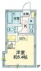 プランドール中山(1K/2階)の間取り写真