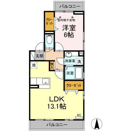 STUDIO819(1LDK/2階)の間取り写真