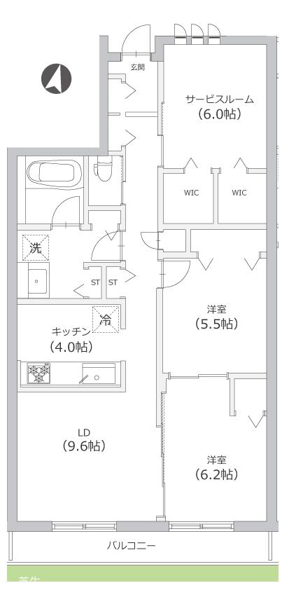 ブリス宮前平(2SLDK/1階)の間取り写真