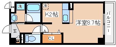 ルミエール兵庫(1K/3階)の間取り写真