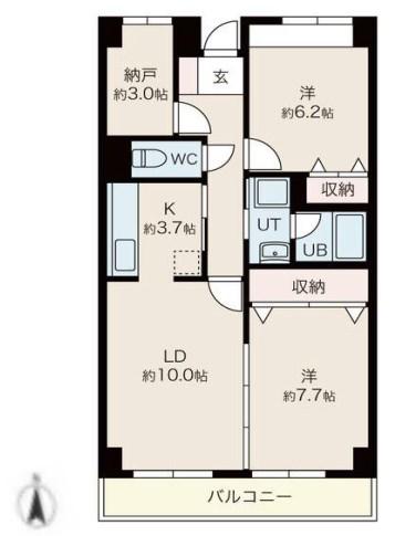 目黒本町マンション(2SLDK/1階)の間取り写真