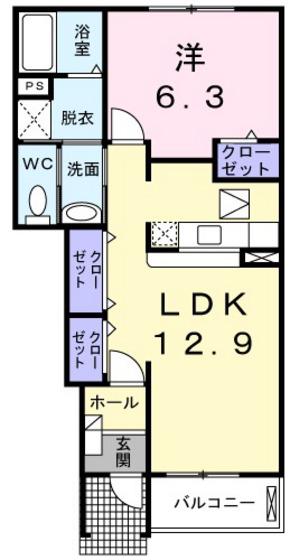グレイスYOU II(1LDK/1階)の間取り写真