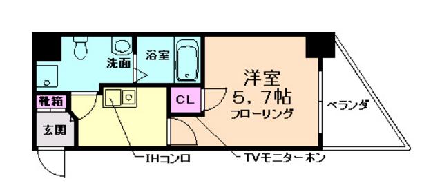ウインズコート石橋(1K/5階)の間取り写真