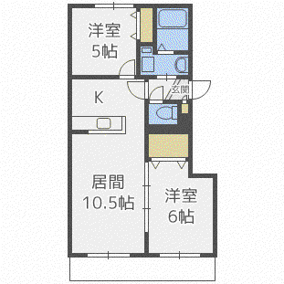 セントポーリアシェリル(2LDK/3階)の間取り写真