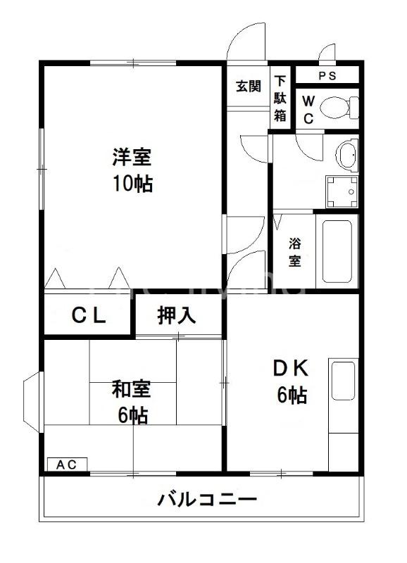 LIFE館羽ノ浦II(2DK/2階)の間取り写真