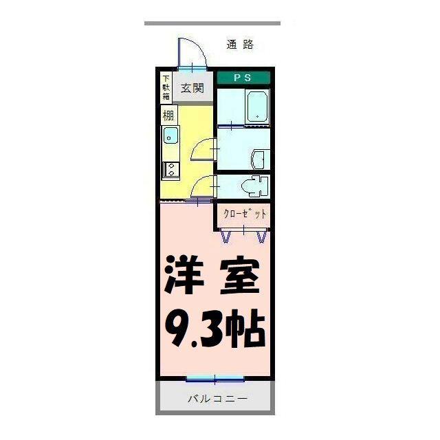 ローレル南越谷(1K/2階)の間取り写真