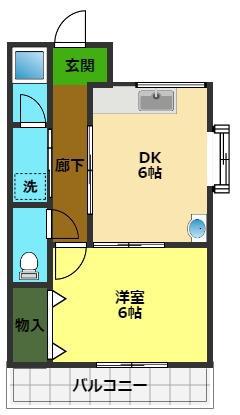 安芸ガーデン(1DK/3階)の間取り写真