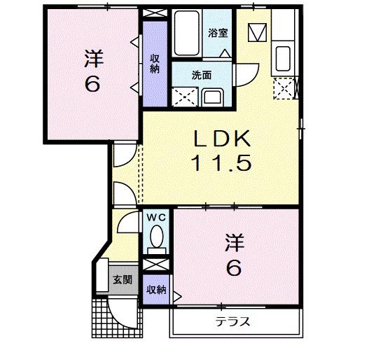 ボン・ジュルネ(2LDK/1階)の間取り写真