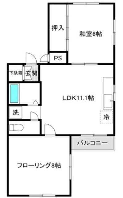 畠山ハイツ(2LDK/3階)の間取り写真