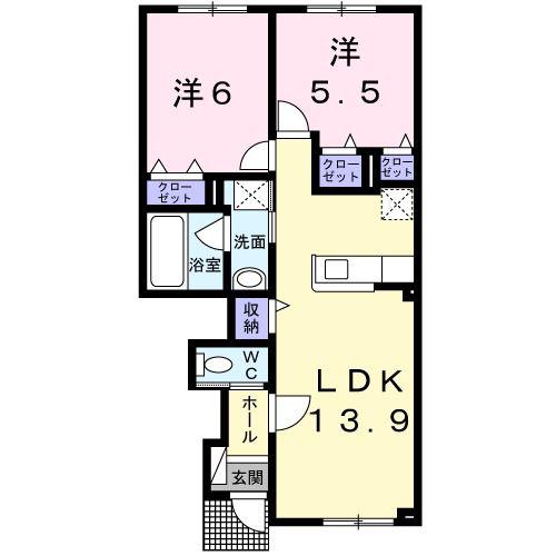 ステーション・ヒルズII(2LDK/1階)の間取り写真