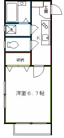 パステルハウス(1K/1階)の間取り写真