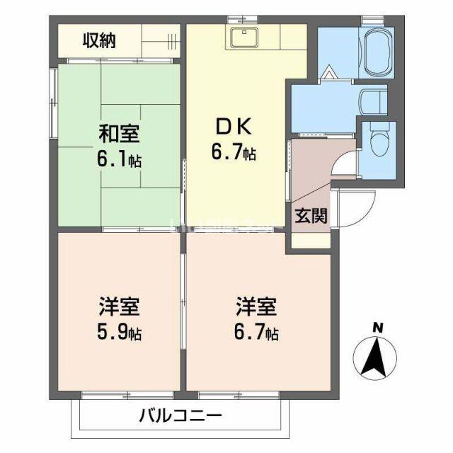 シャーメゾン明神B(3DK/2階)の間取り写真