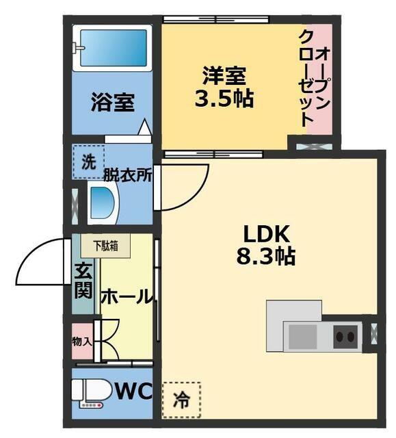 メゾン・ドゥ・アッシュ市川II(1LDK/1階)の間取り写真