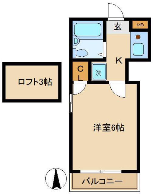 ベルエアー大森(1K/1階)の間取り写真